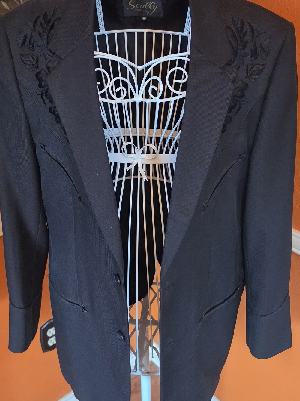 Scully Black Men's Embroidered Sport Coat